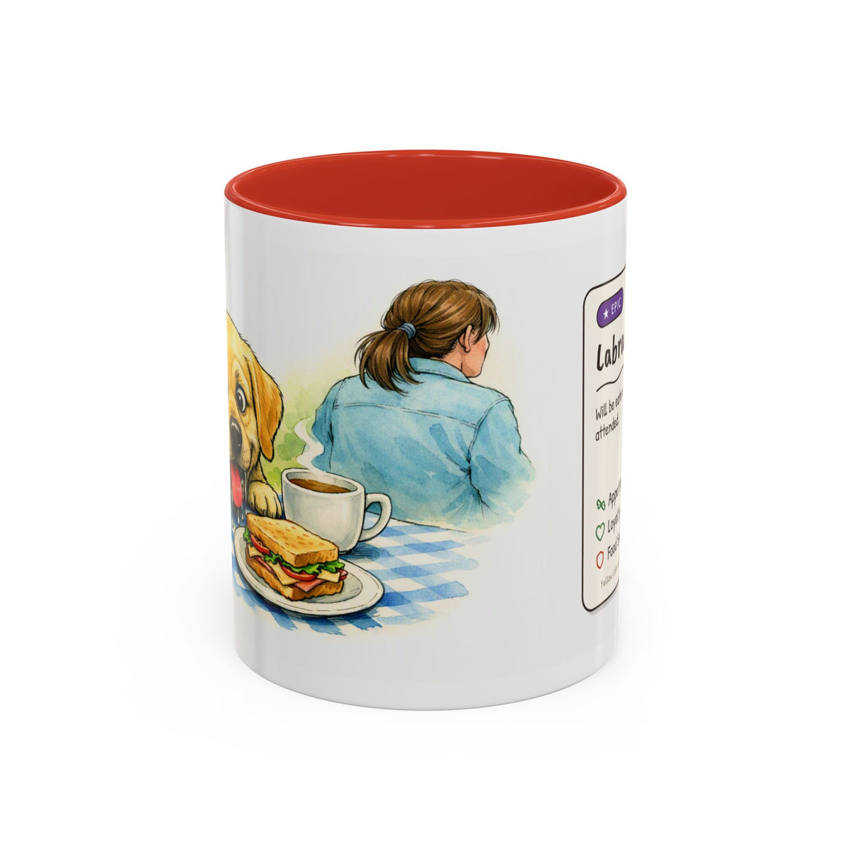Funny yellow Labrador mug, food thief Lab – view 2