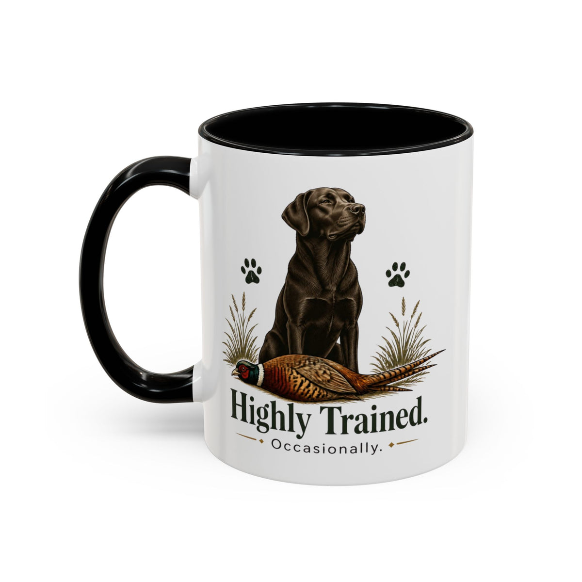 Funny Chocolate Labrador Mug - Highly Trained Occasionally, Gundog Owner Gift, Shooting Dog Lover Coffee Mug, 11oz