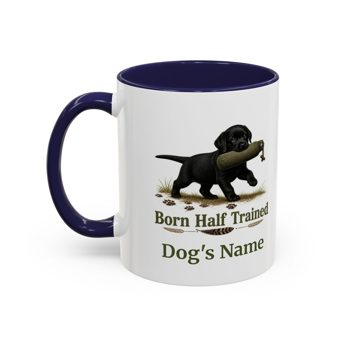 Personalised Black Labrador Puppy Mug - Born Half Trained - Custom Dog Name, Training Dummy Gun Dog Gift, 11oz