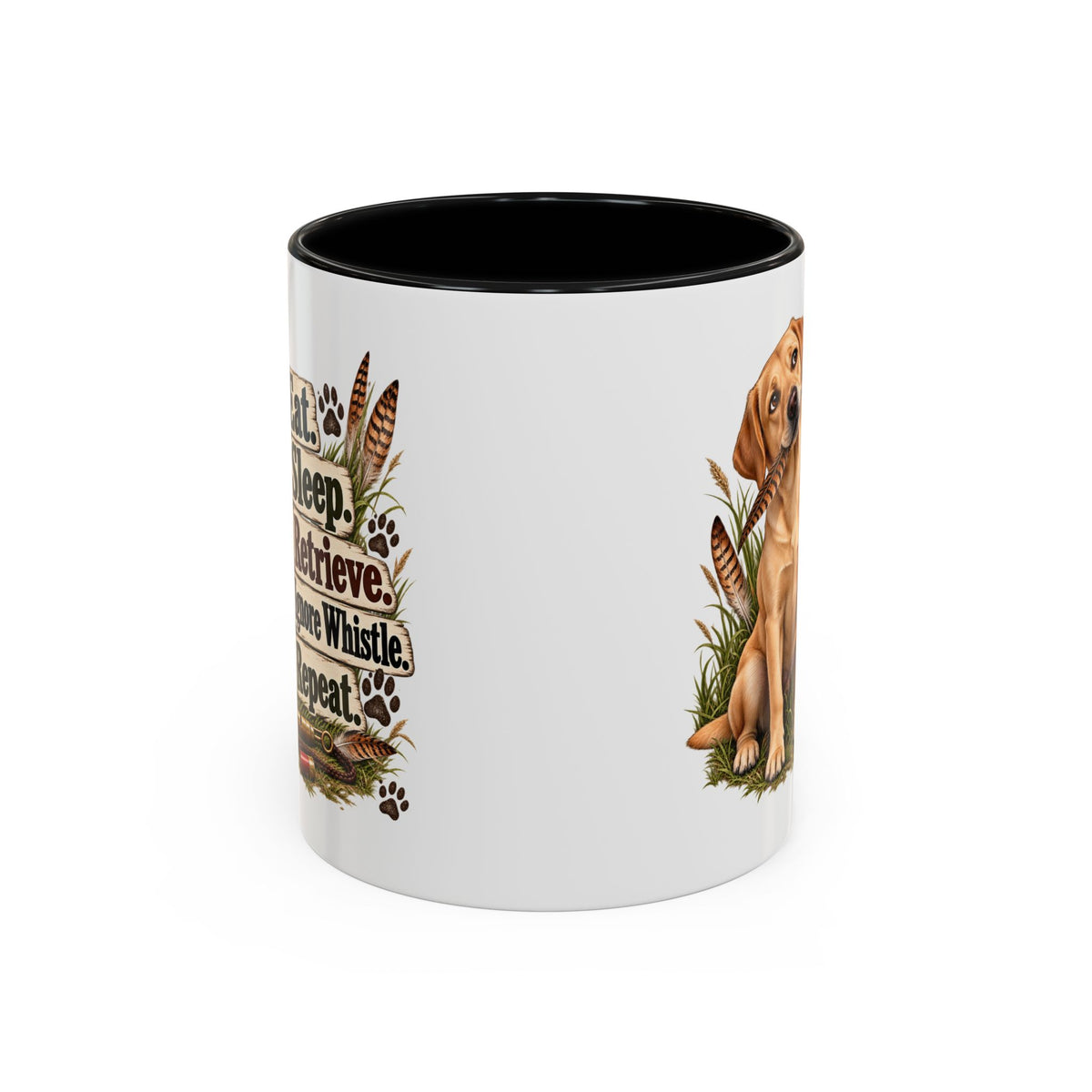 Funny Yellow Labrador Mug - Eat Sleep Retrieve Ignore Whistle Repeat, Gundog Owner Gift, Shooting Dog Lover Coffee Mug, 11oz