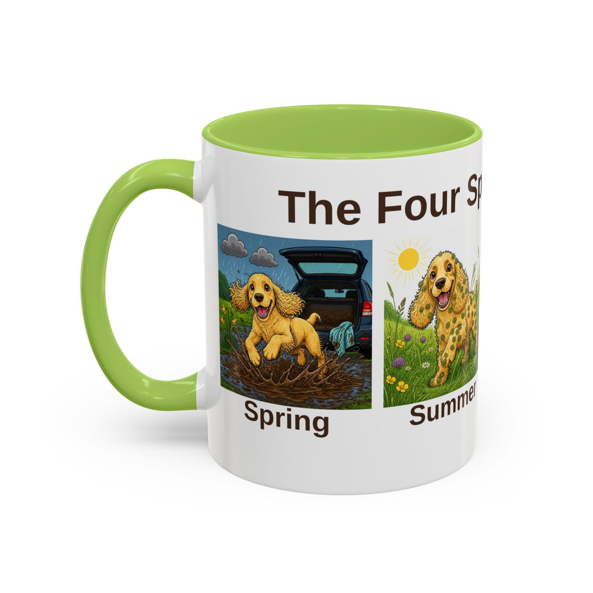 Four Spaniel Seasons Mug - Cocker Spaniel - Yellow (Golden)