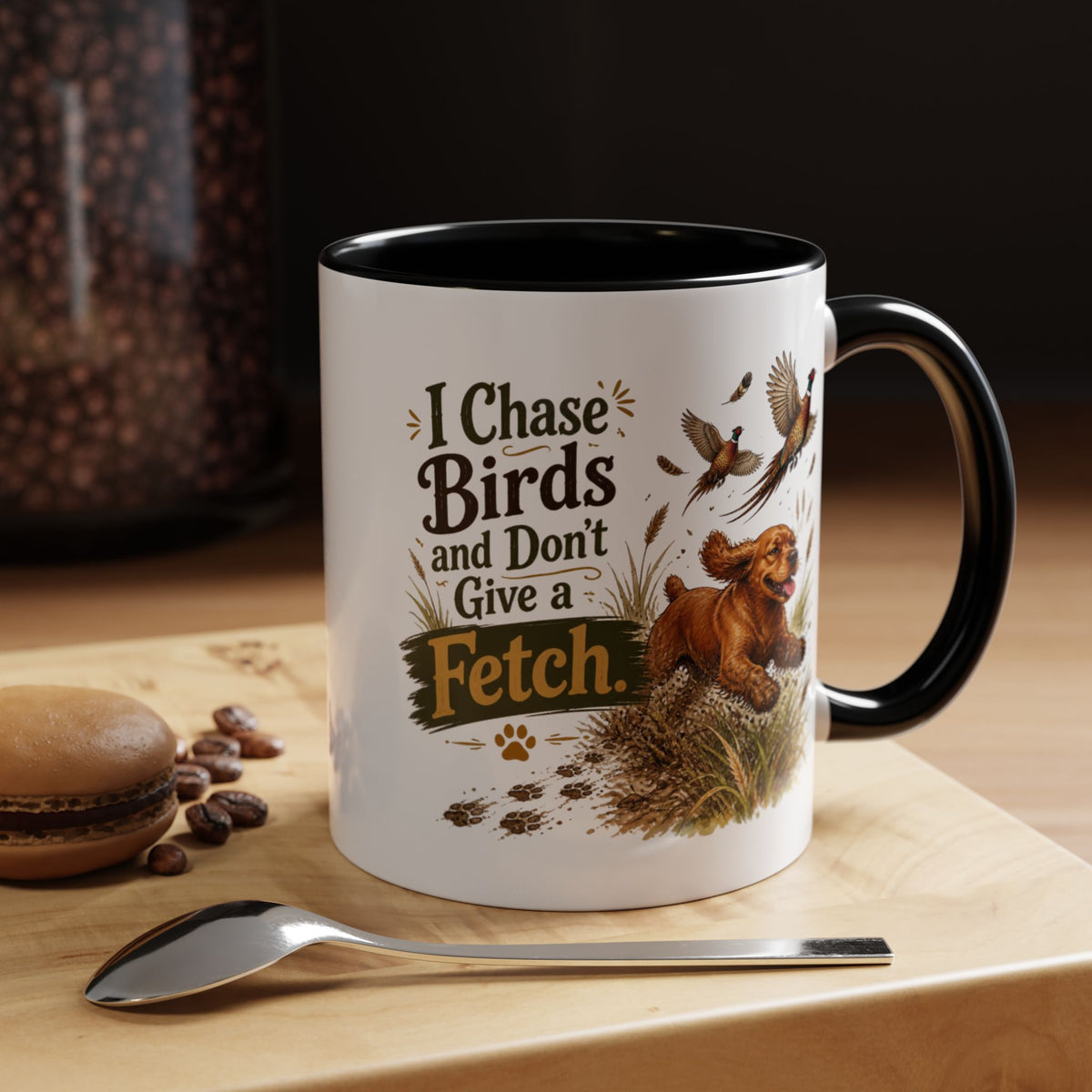 Funny Red Cocker Spaniel Mug - I Chase Birds and Don't Give a Fetch, Working Gun Dog Gift, Pheasant Shooting Mug, 11oz