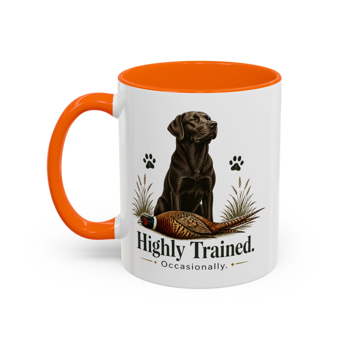 Funny Chocolate Labrador Mug - Highly Trained Occasionally, Gundog Owner Gift, Shooting Dog Lover Coffee Mug, 11oz