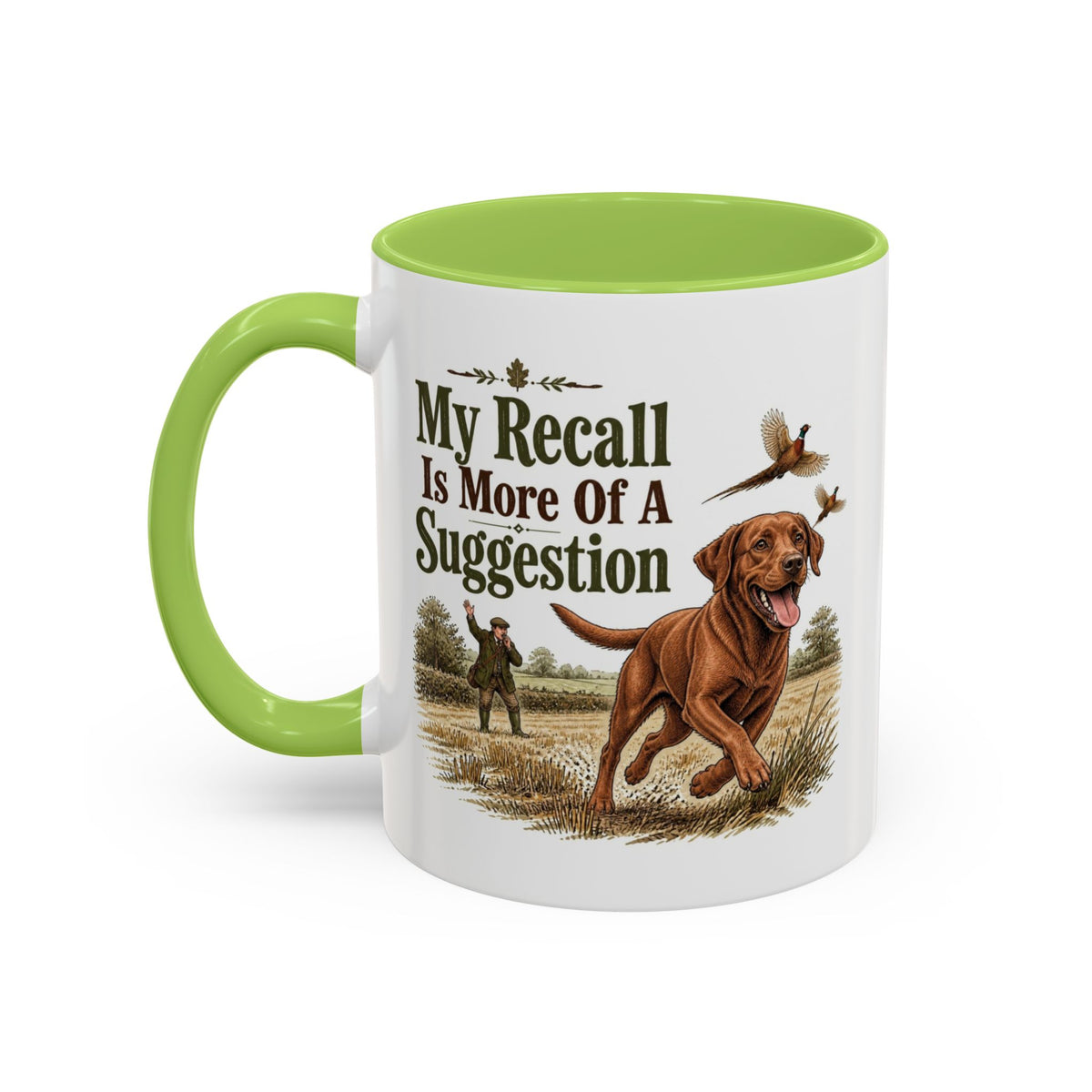 Funny Fox Red Labrador Mug - My Recall Is More Of A Suggestion, Working Gun Dog Gift, Pheasant Shooting Mug, 11oz