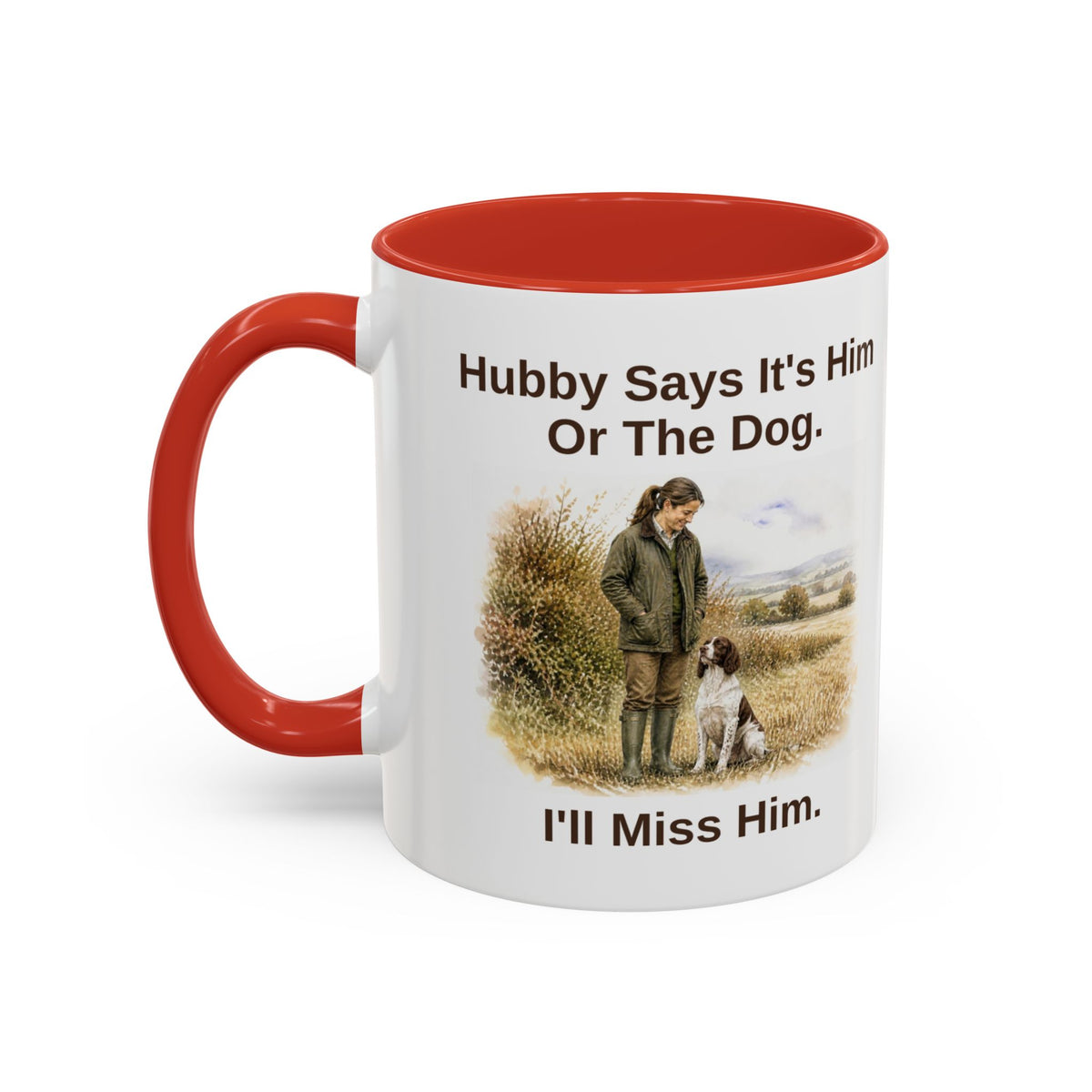 Hubby Says Mug - Springer Spaniel - Liver & White - Brunette