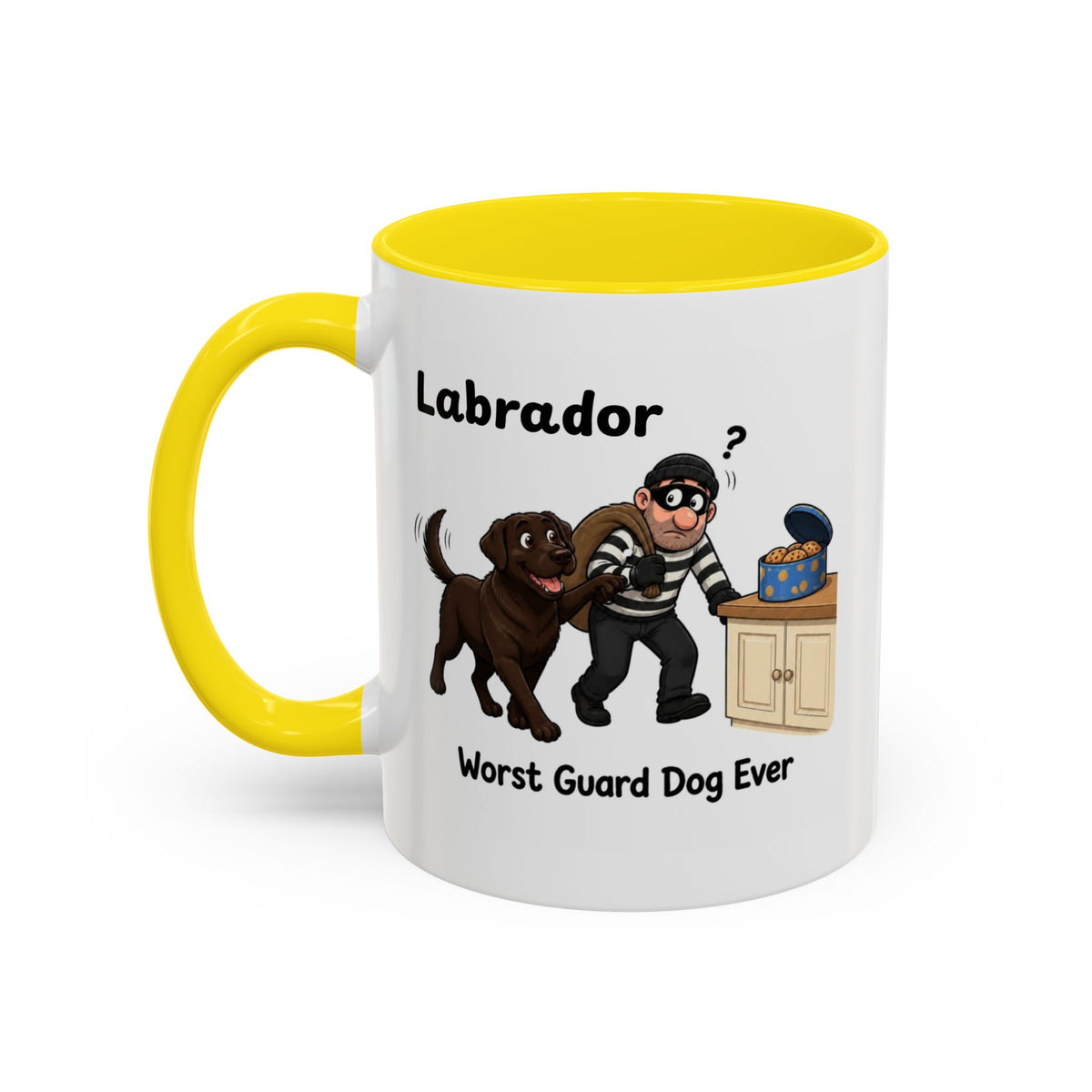 Personalised Chocolate Labrador Mug - Worst Guard Dog Ever - Custom Dog Name, Funny Lab Gift, 11oz