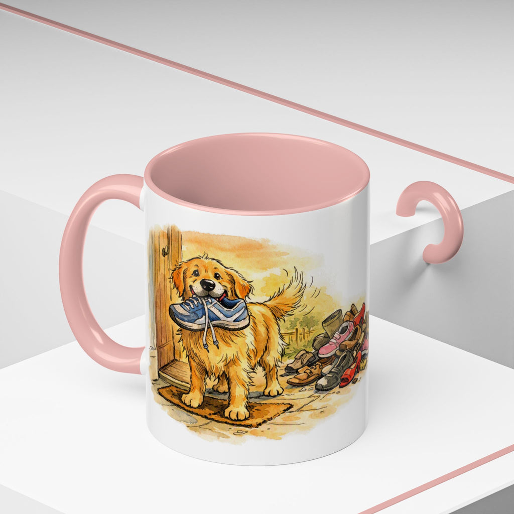 Funny golden retriever mug, dog with a stolen shoe – view 19