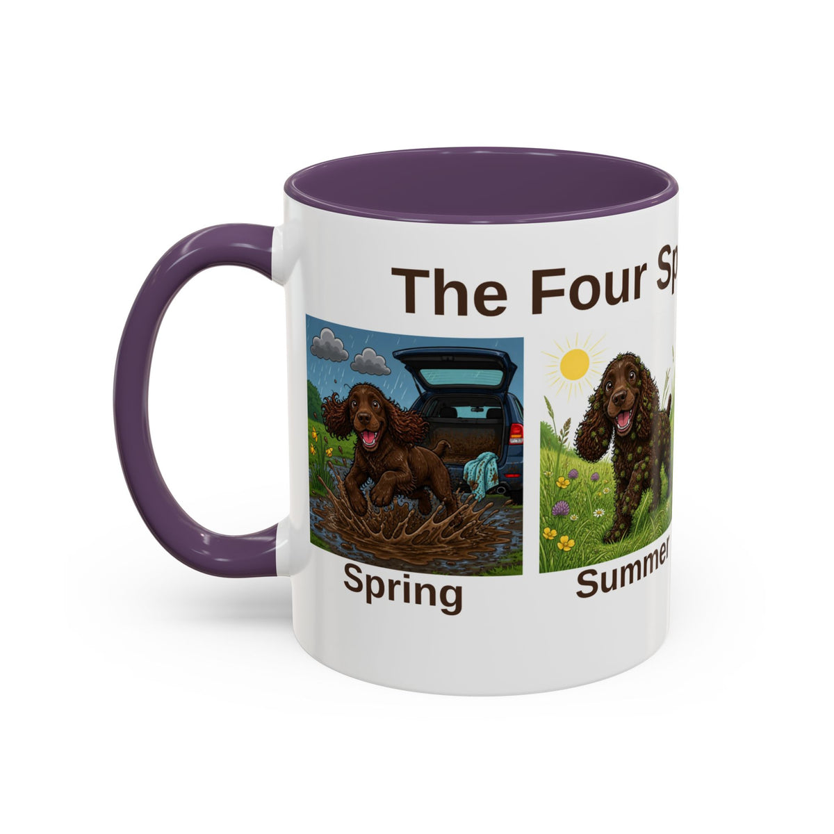 Four Spaniel Seasons Mug - Cocker Spaniel - Brown