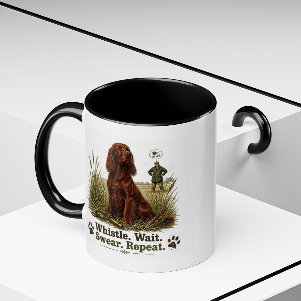 Funny Red Setter Mug - Whistle. Wait. Swear. Repeat. Working Gun Dog Gift, Dog Training Mug, 11oz