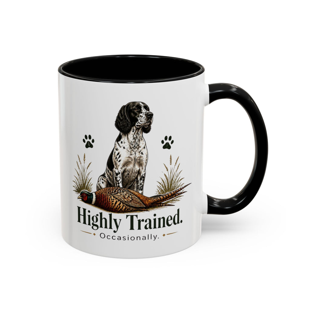 Funny Black and White Springer Spaniel Mug - Highly Trained Occasionally, Gundog Owner Gift, Shooting Dog Lover Coffee Mug, 11oz