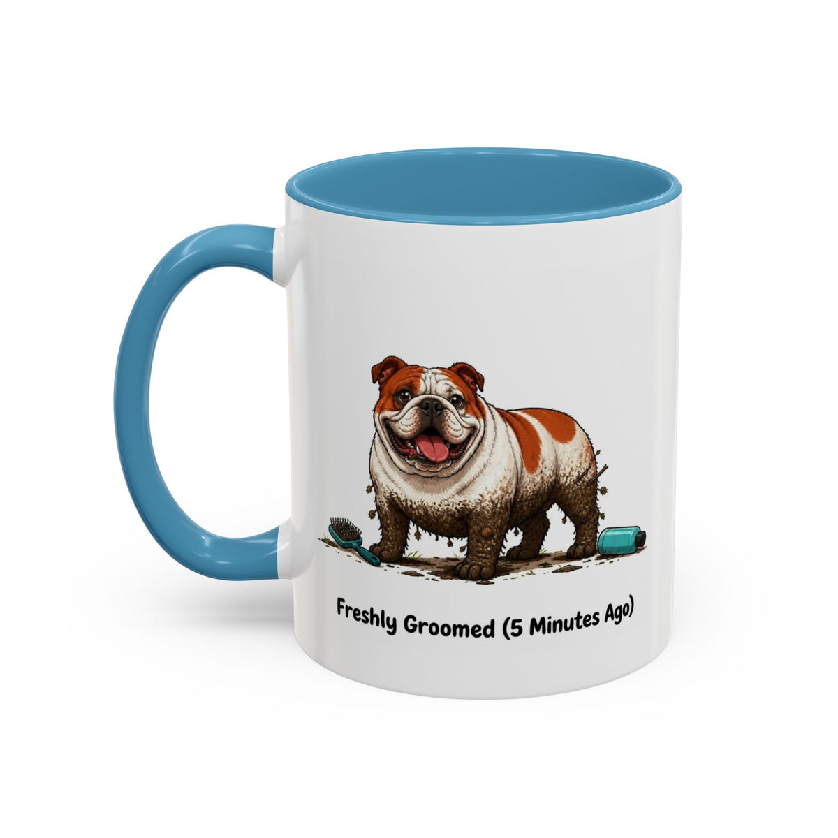 Freshly Groomed Mug - Bulldog - Red & White