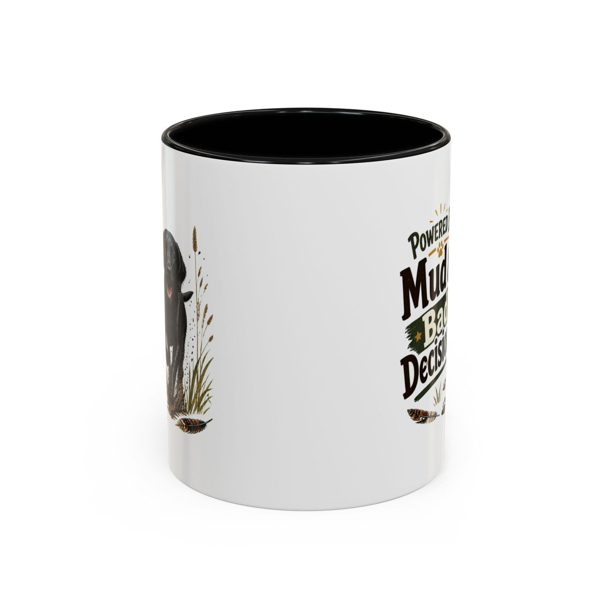 Funny Black Cocker Spaniel Mug - Powered By Mud & Bad Decisions, Muddy Dog Owner Gift, Gundog Lover Coffee Mug, 11oz