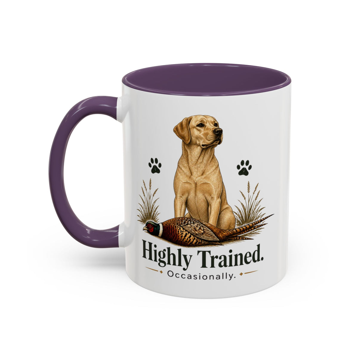 Funny Yellow Labrador Mug - Highly Trained Occasionally, Gundog Owner Gift, Shooting Dog Lover Coffee Mug, 11oz