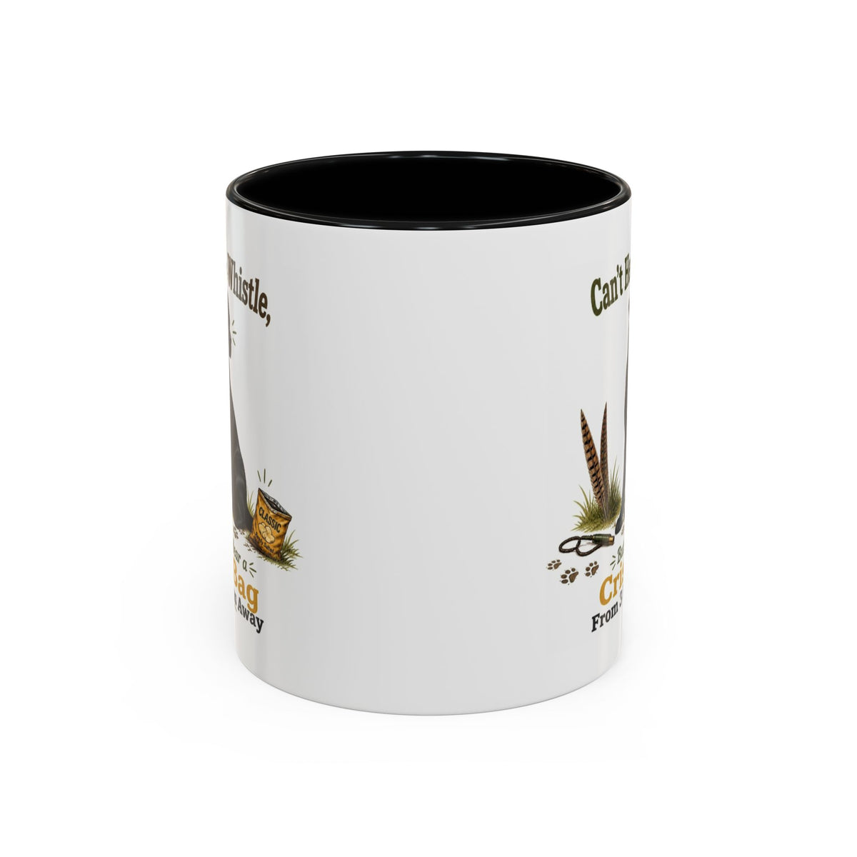 Funny Black Labrador Mug - Can't Hear the Whistle But Can Hear a Crisp Bag, Working Gun Dog Gift, Greedy Dog Mug, 11oz