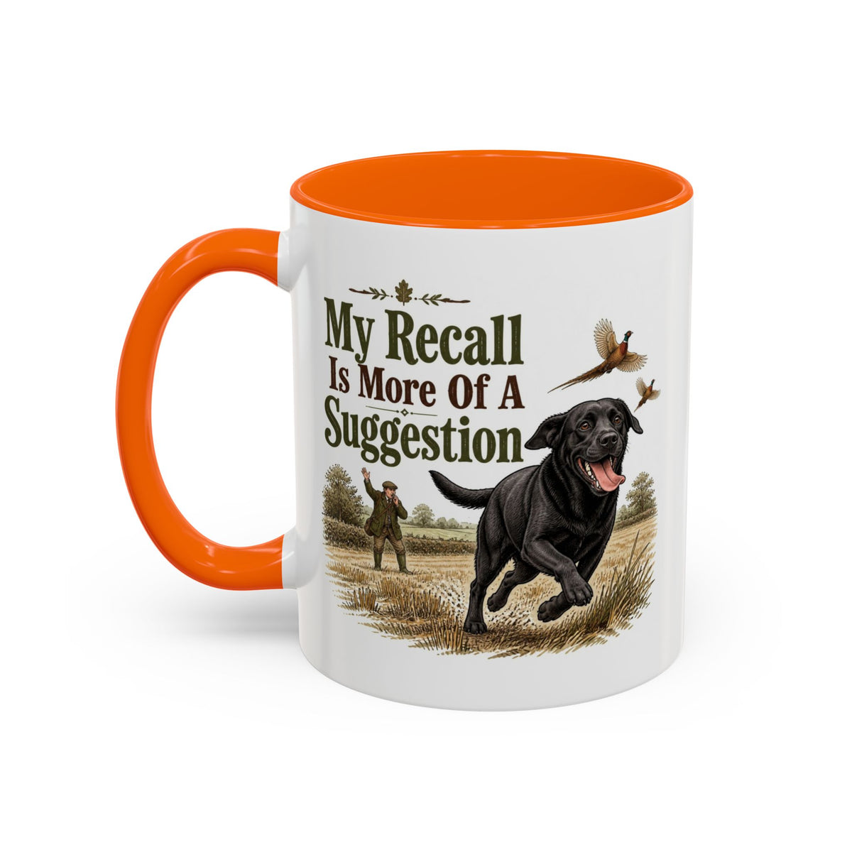 Funny Black Labrador Mug - My Recall Is More Of A Suggestion, Working Gun Dog Gift, Pheasant Shooting Mug, 11oz
