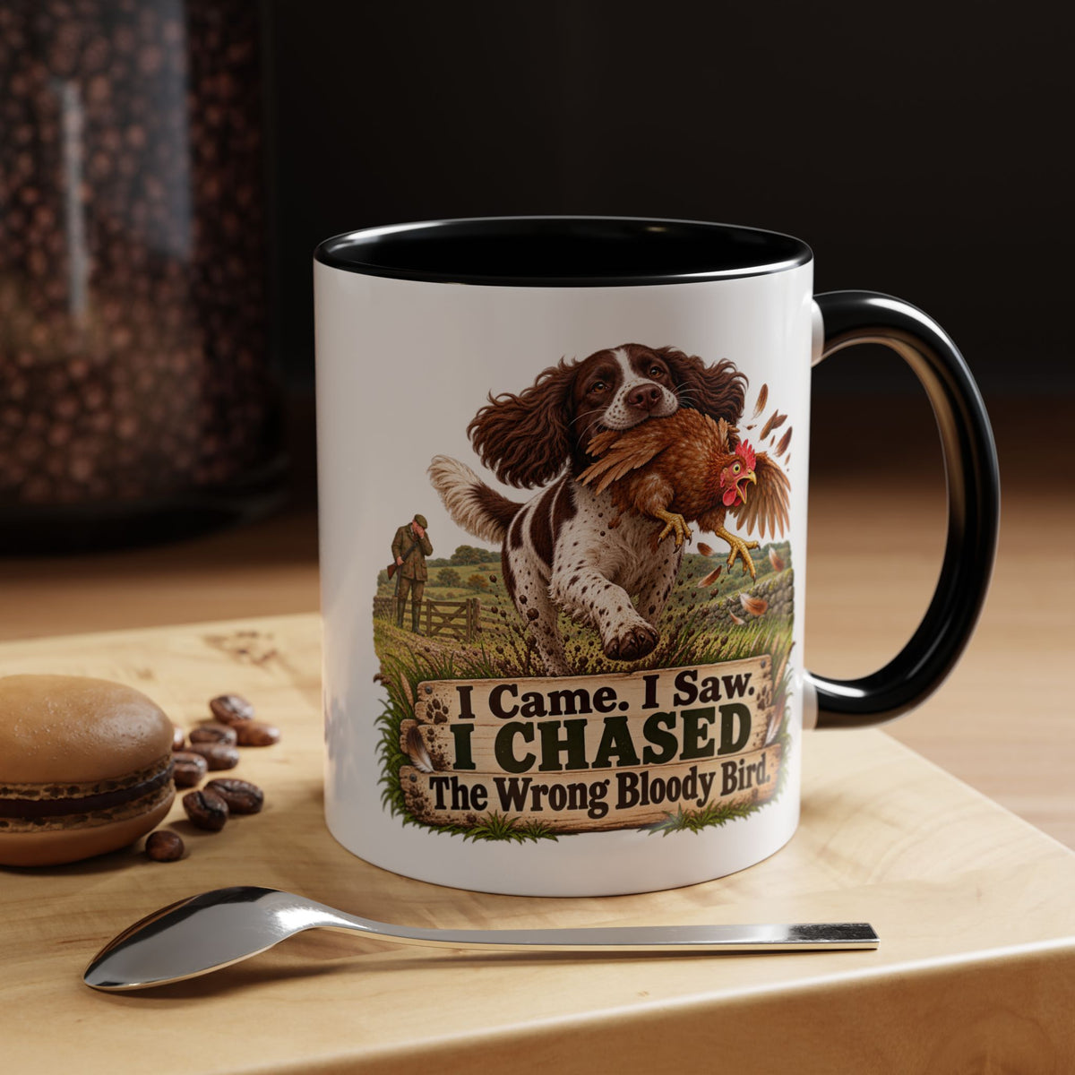 Funny Liver and White Springer Spaniel Mug - I Came I Saw I Chased the Wrong Bloody Bird, Gundog Gift, Shooting Dog Mug, 11oz