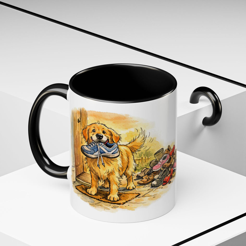 Funny golden retriever mug, dog with a stolen shoe – view 9