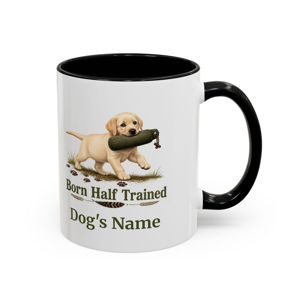 Personalised Yellow Labrador Puppy Mug - Born Half Trained - Custom Dog Name, Training Dummy Gun Dog Gift, 11oz