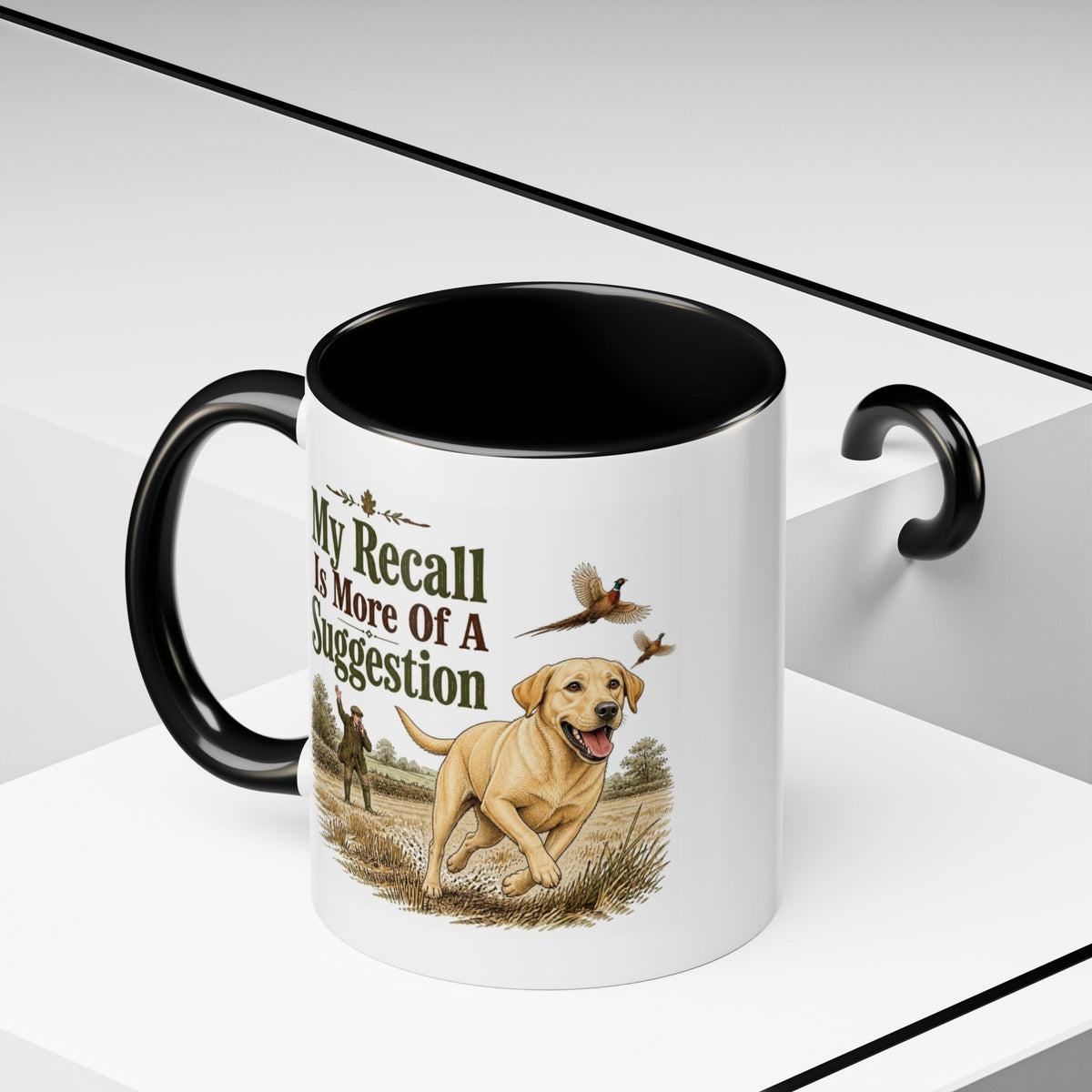 Funny Yellow Labrador Mug - My Recall Is More Of A Suggestion, Working Gun Dog Gift, Pheasant Shooting Mug, 11oz