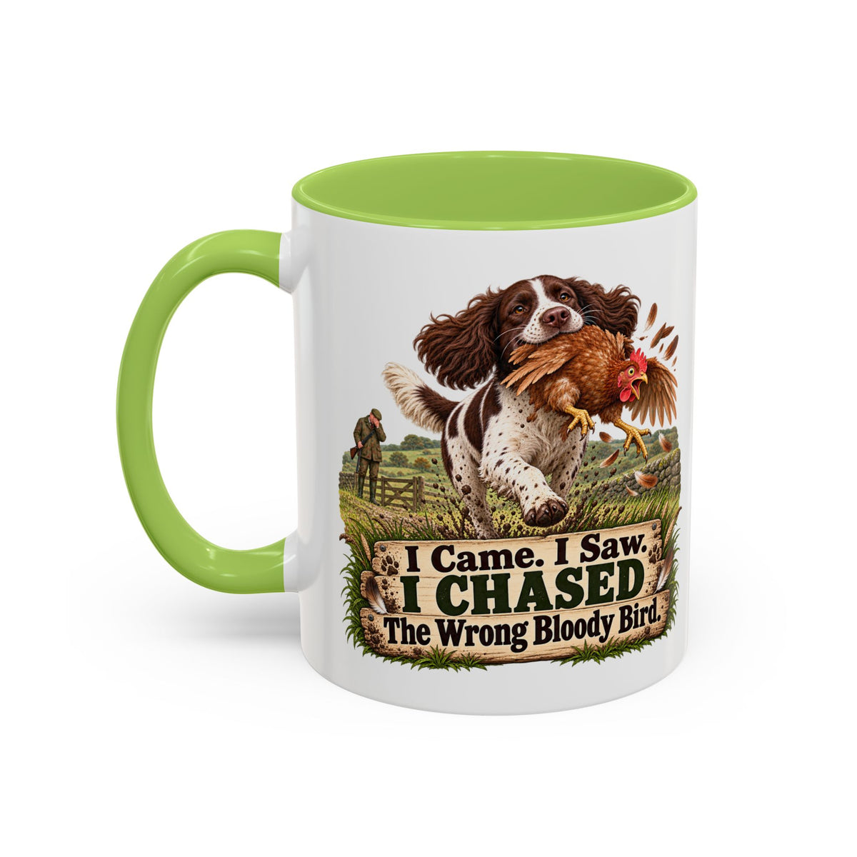 Funny Liver and White Springer Spaniel Mug - I Came I Saw I Chased the Wrong Bloody Bird, Gundog Gift, Shooting Dog Mug, 11oz