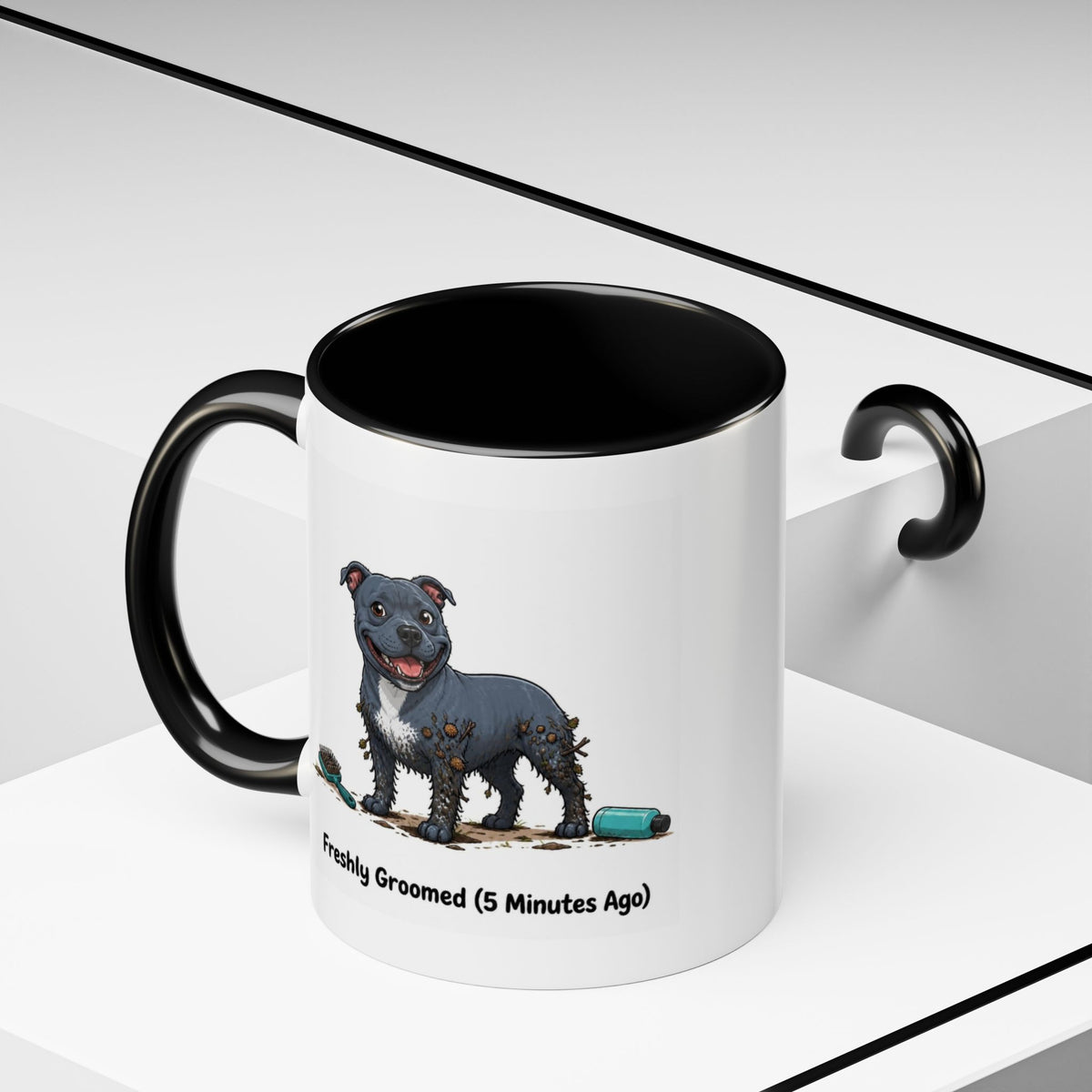 Freshly Groomed Mug - Staffordshire Bull Terrier - Blue