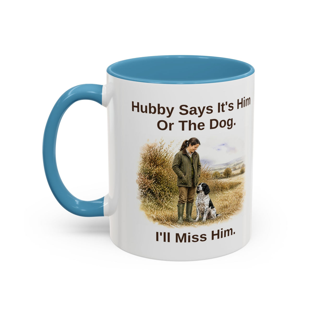 Hubby Says Mug - Springer Spaniel - Black & White - Brunette