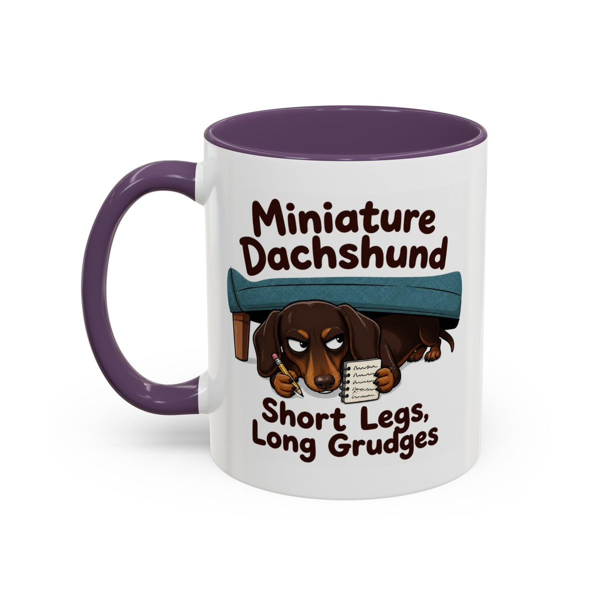 Short Legs Long Grudges Mug - Dachshund - Chocolate & Tan
