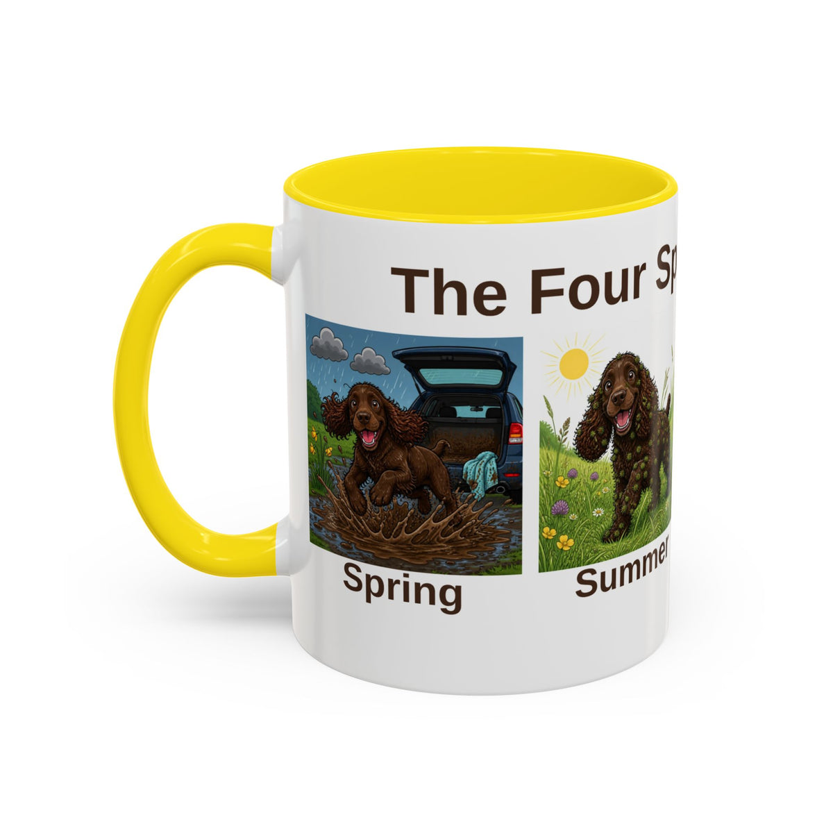 Four Spaniel Seasons Mug - Cocker Spaniel - Brown