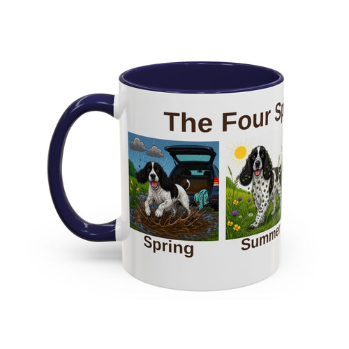 Four Spaniel Seasons Mug - Springer Spaniel - Black & White