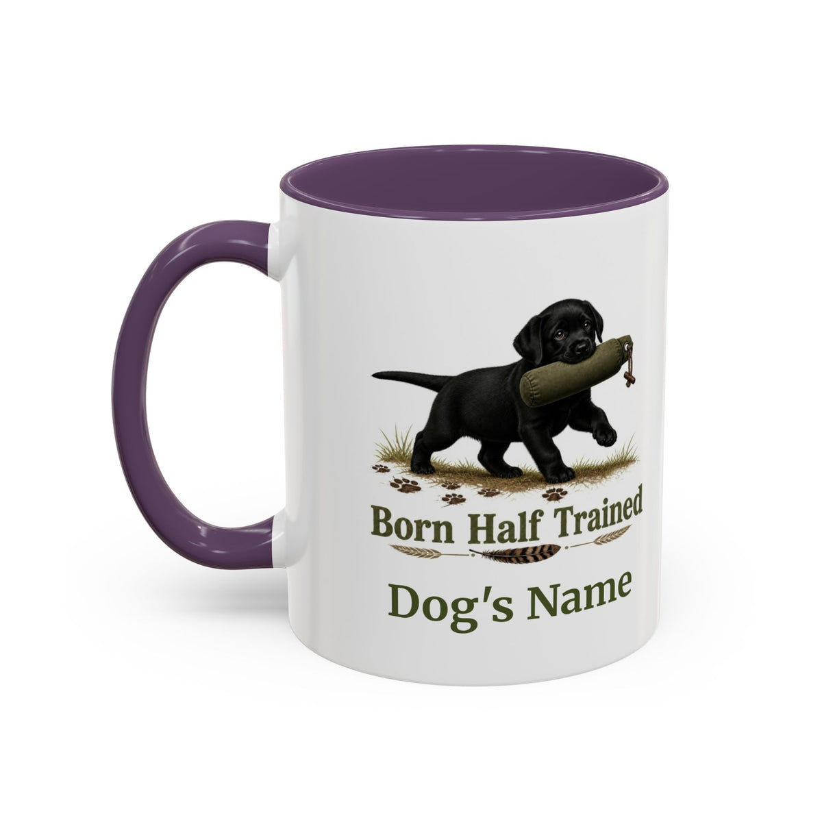 Personalised Black Labrador Puppy Mug - Born Half Trained - Custom Dog Name, Training Dummy Gun Dog Gift, 11oz