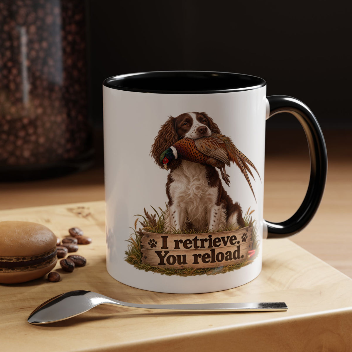 Funny Liver and White Springer Spaniel Mug - I Retrieve You Reload, Gundog Owner Gift, Shooting Dog Lover Coffee Mug, 11oz