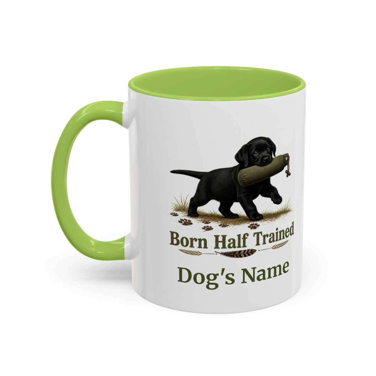 Personalised Black Labrador Puppy Mug - Born Half Trained - Custom Dog Name, Training Dummy Gun Dog Gift, 11oz
