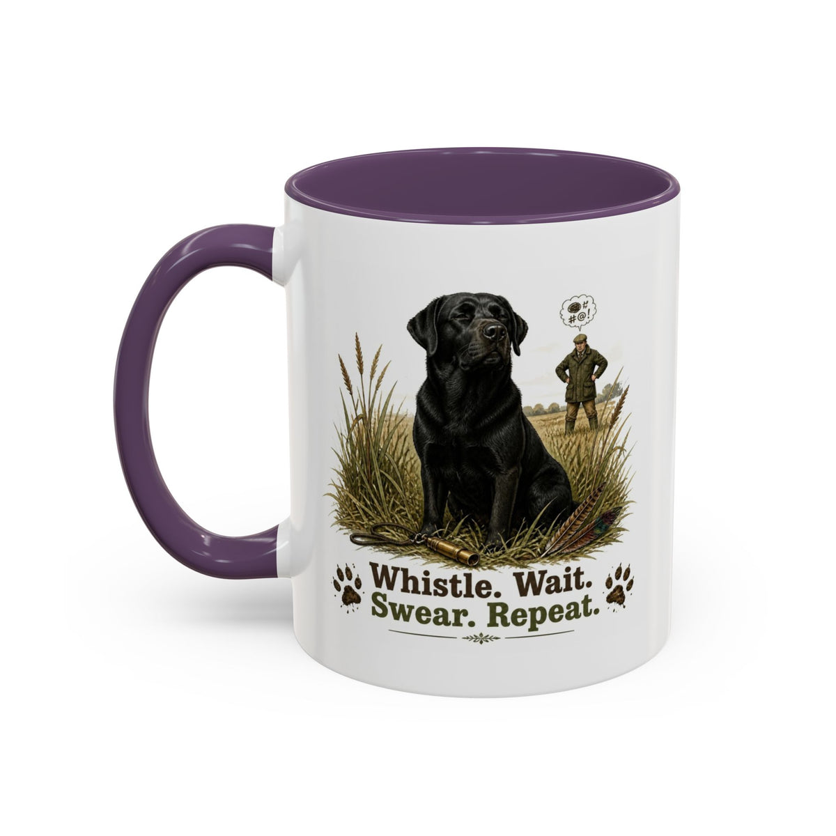 Funny Black Labrador Mug - Whistle. Wait. Swear. Repeat. Working Gun Dog Gift, Dog Training Mug, 11oz