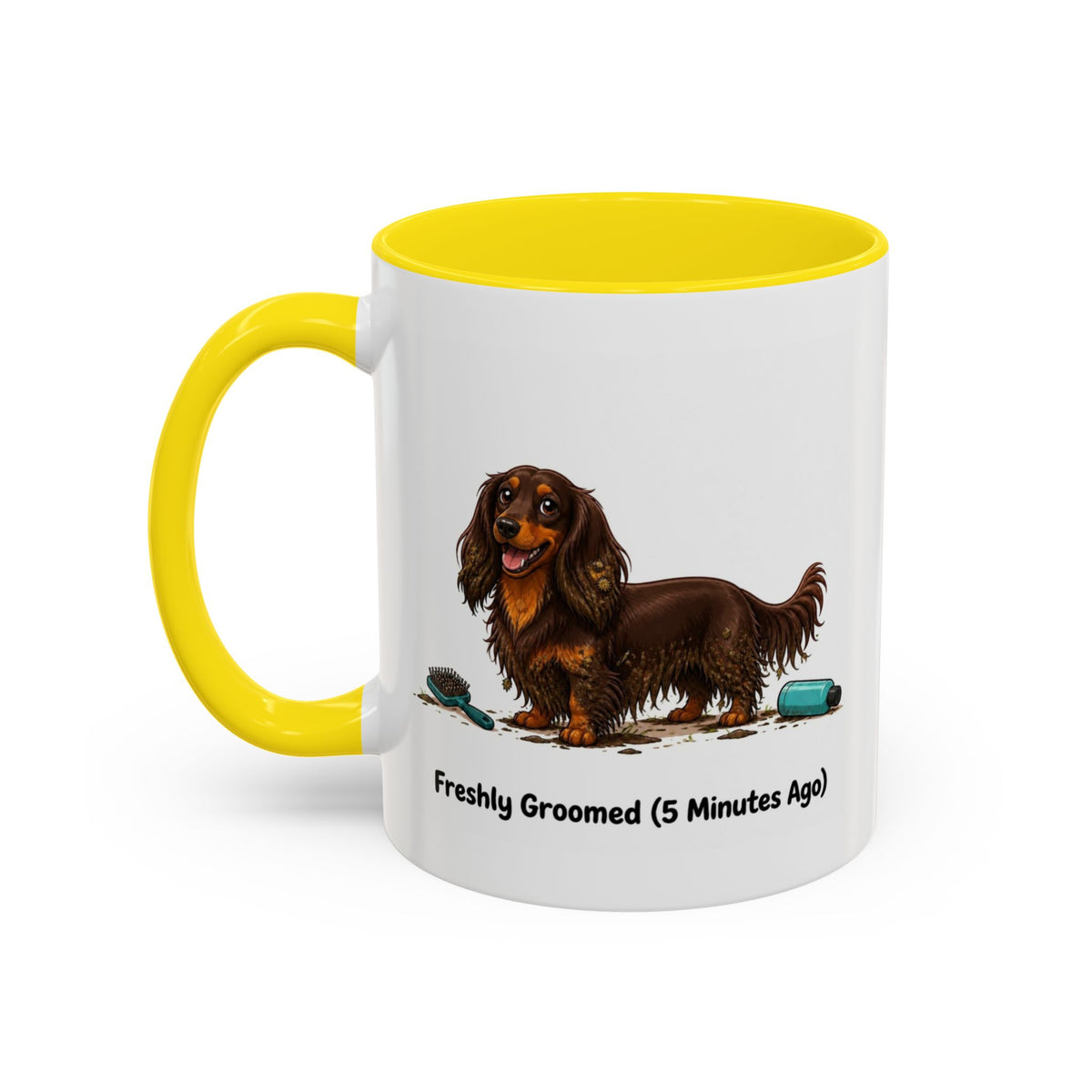 Freshly Groomed Mug - Mini Long Haired Dachshund - Chocolate & Tan