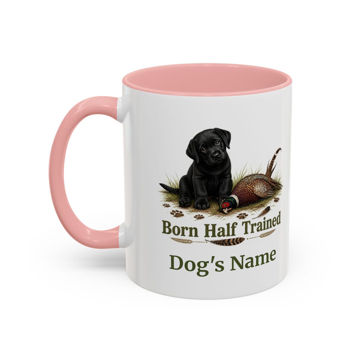 Personalised Black Labrador Puppy Mug - Born Half Trained - Custom Dog Name, Pheasant Gun Dog Gift, 11oz
