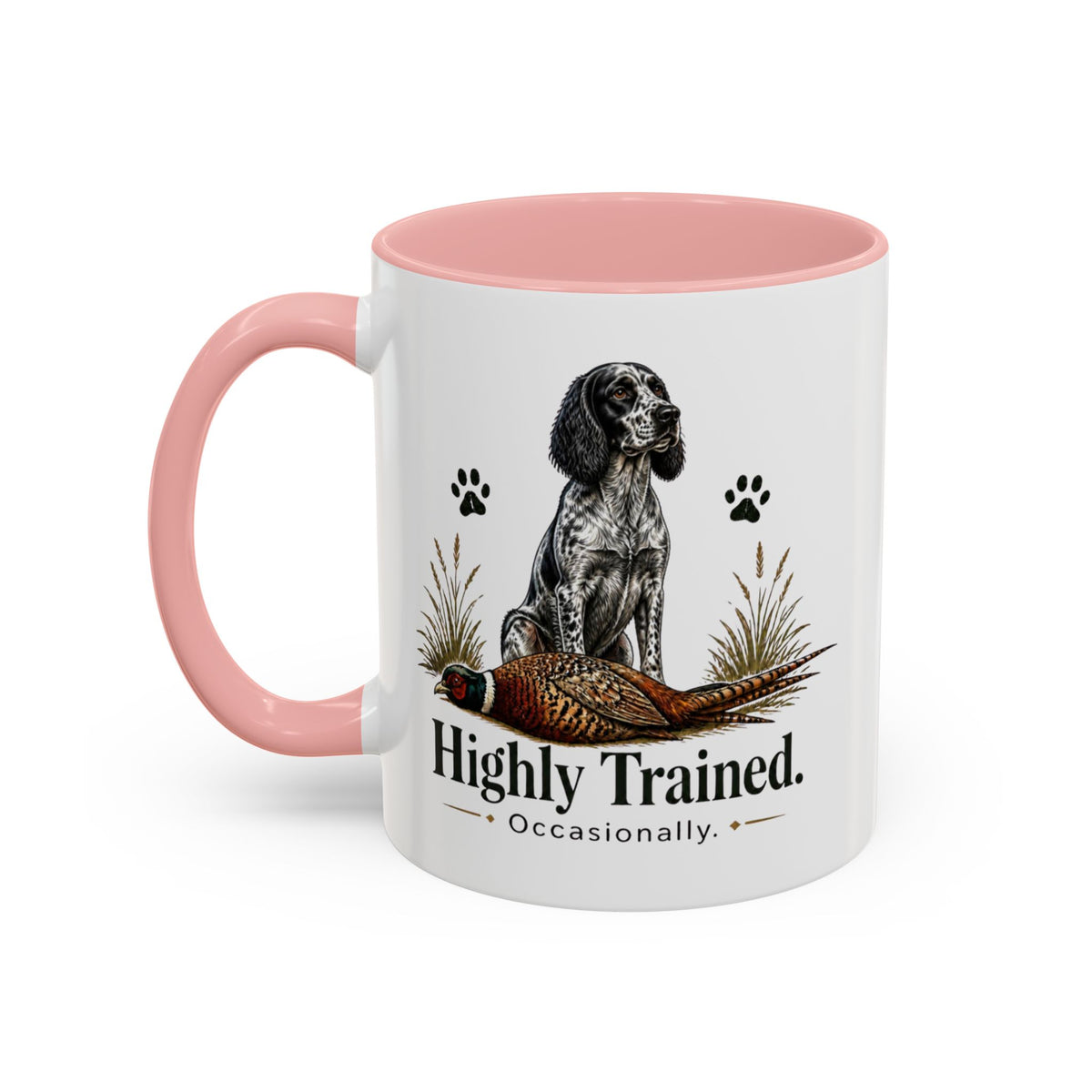 Funny Blue Roan Cocker Spaniel Mug - Highly Trained Occasionally, Gundog Owner Gift, Shooting Dog Lover Coffee Mug, 11oz