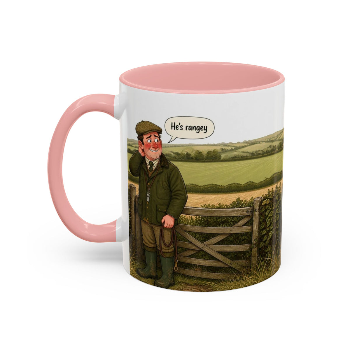 Funny Black Labrador Mug - He's Rangey, Working Gun Dog Gift, Dog Recall Mug, 11oz