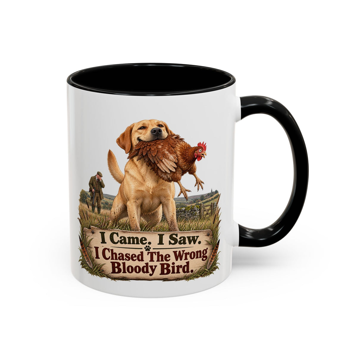Funny Yellow Labrador Mug - I Came I Saw I Chased the Wrong Bloody Bird, Gundog Owner Gift, Shooting Dog Lover Coffee Mug, 11oz