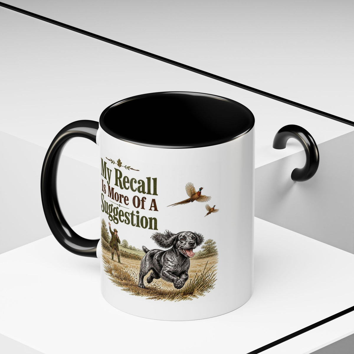 Funny Blue Roan Cocker Spaniel Mug - My Recall Is More Of A Suggestion, Working Gun Dog Gift, Pheasant Shooting Mug, 11oz
