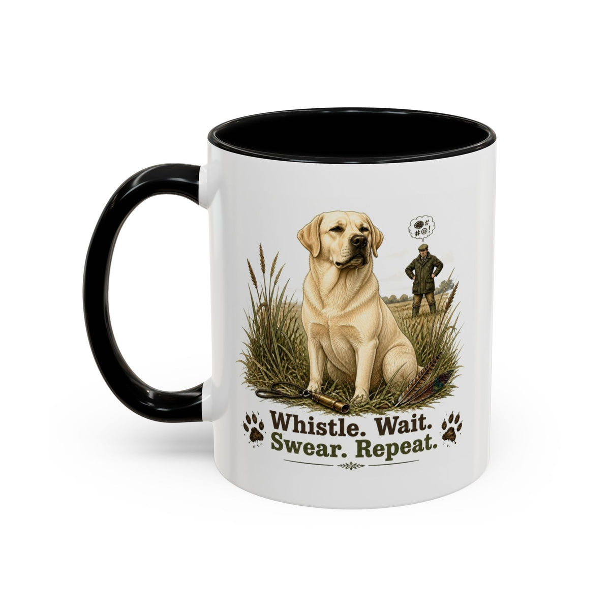 Funny Yellow Labrador Mug - Whistle. Wait. Swear. Repeat. Working Gun Dog Gift, Dog Training Mug, 11oz