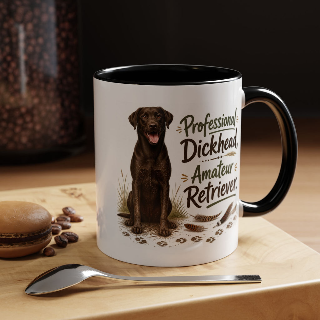 Funny Chocolate Labrador Mug - Professional Dickhead, Amateur Retriever, Working Gun Dog Gift, Pheasant Shooting Mug, 11oz