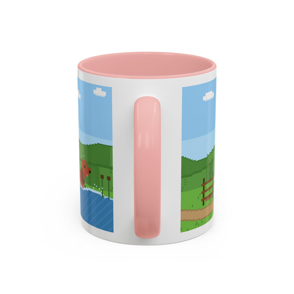 Spaniel Coffee pixel art mug with spaniel paddling in water – view 12