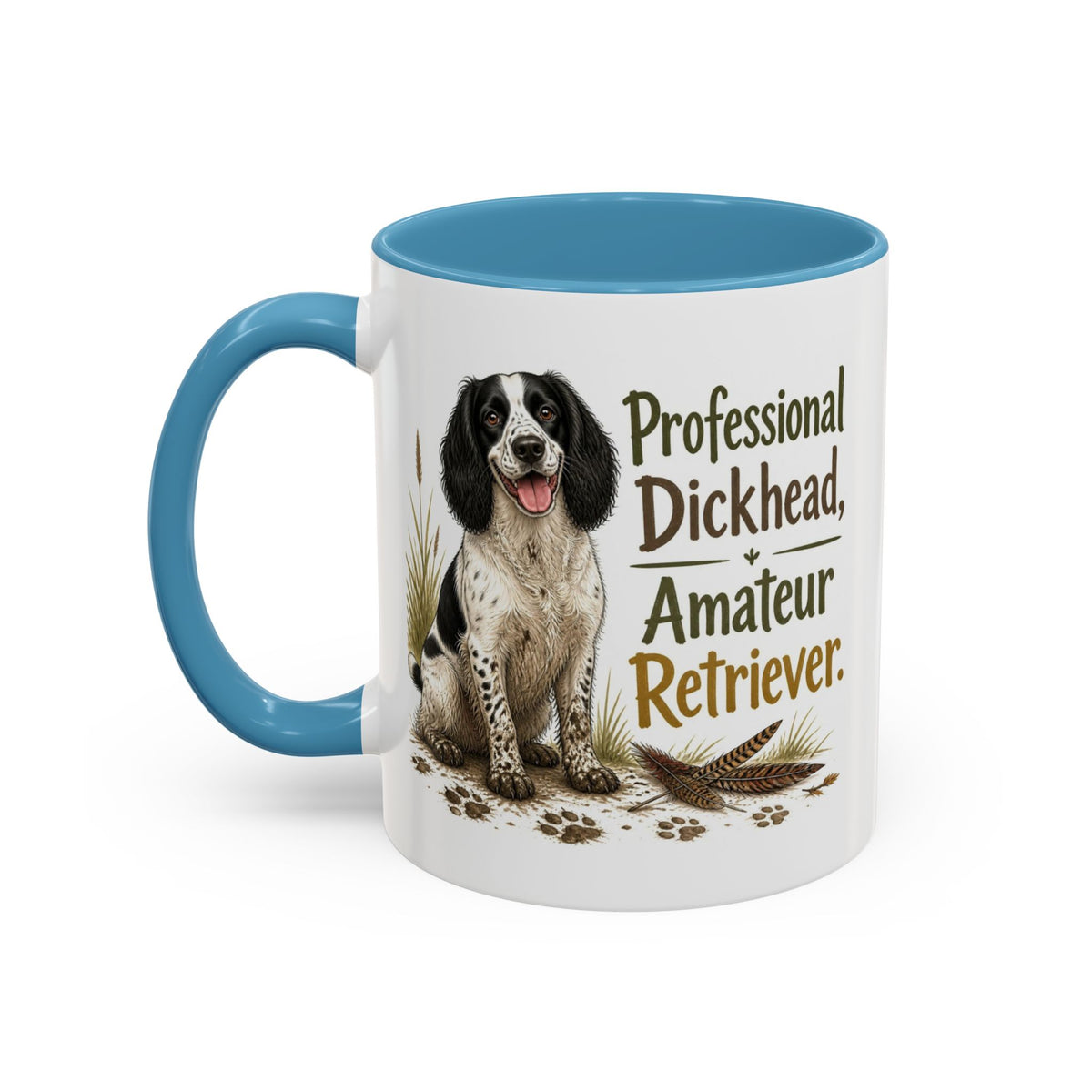 Funny Black and White Springer Spaniel Mug - Professional Dickhead, Amateur Retriever, Working Gun Dog Gift, Pheasant Shooting Mug, 11oz