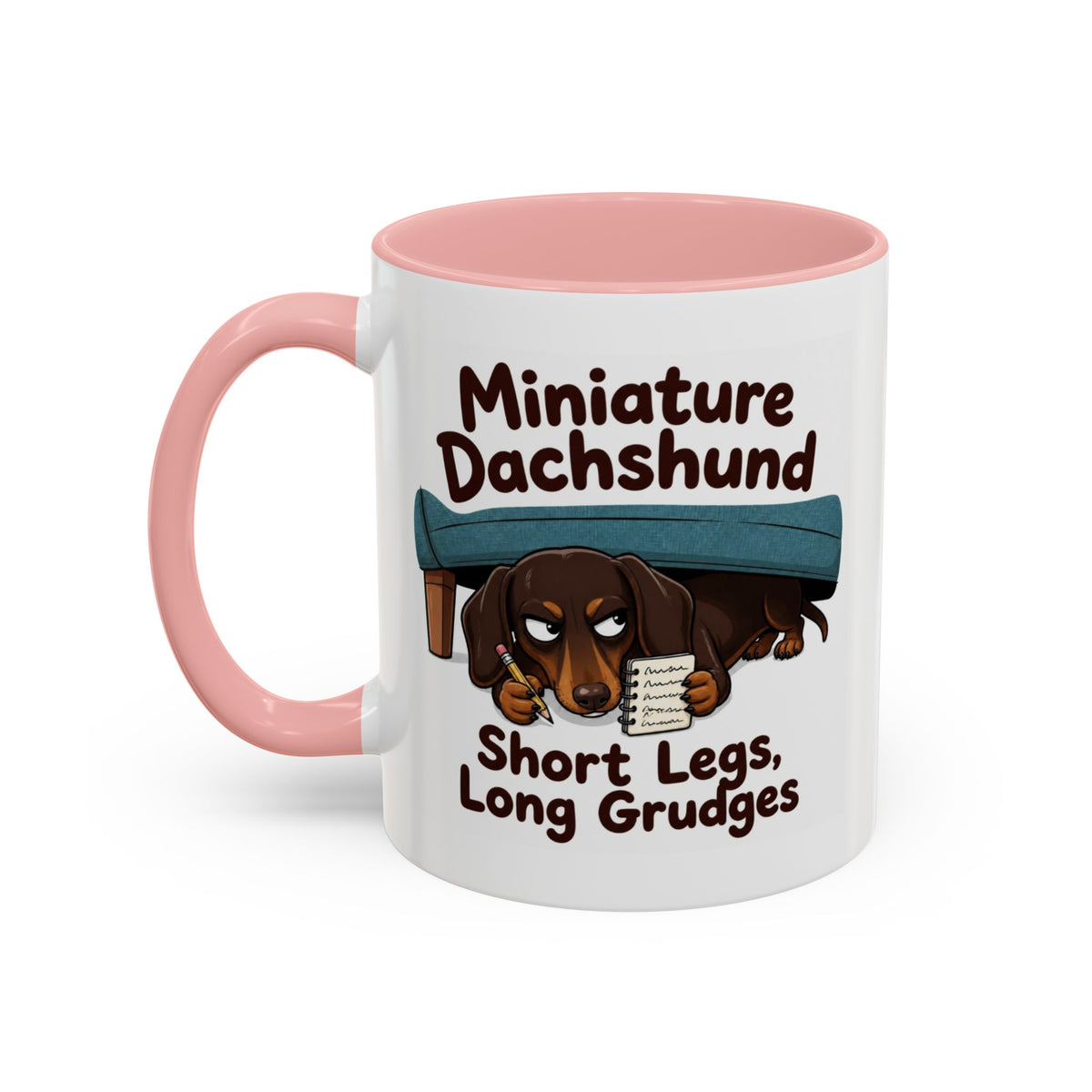 Short Legs Long Grudges Mug - Dachshund - Chocolate & Tan