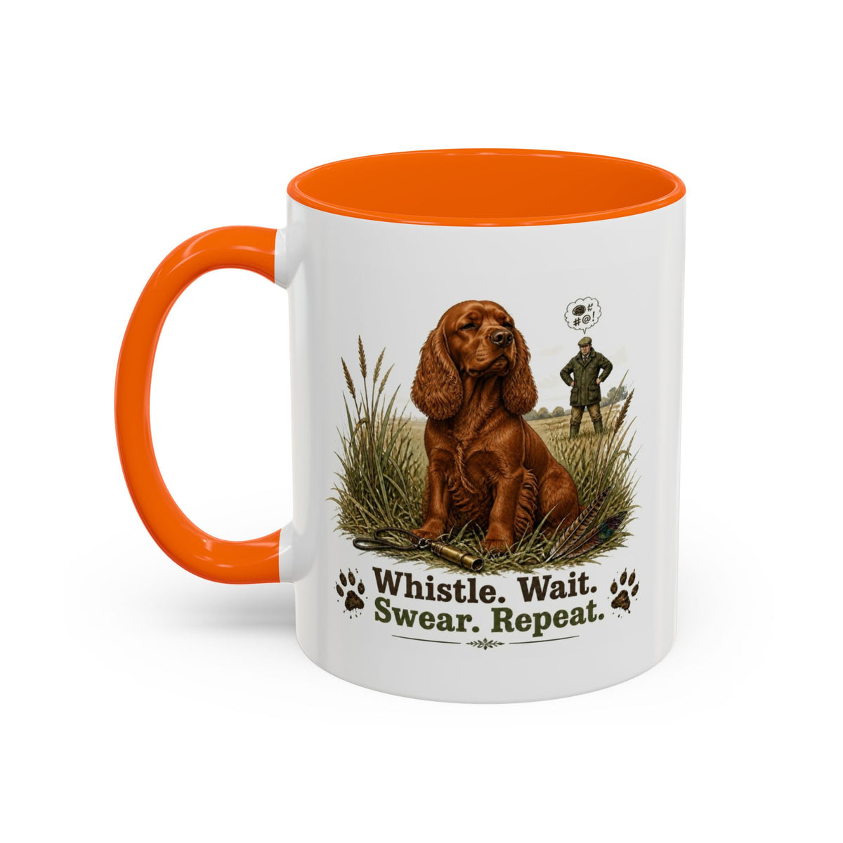 Funny Red Cocker Spaniel Mug - Whistle. Wait. Swear. Repeat. Working Gun Dog Gift, Dog Training Mug, 11oz