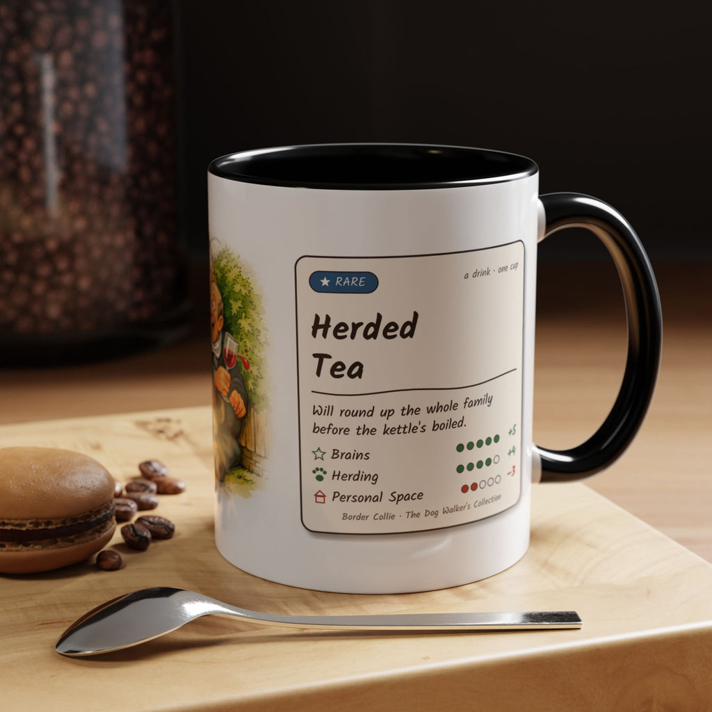 Funny Border Collie Mug - Herded Tea, Collie Herding the Family, Sheepdog Owner Gift, Dog Lover Tea Mug, 11oz