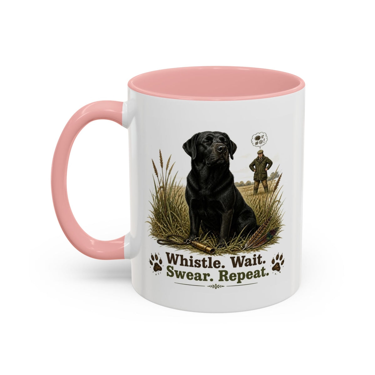 Funny Black Labrador Mug - Whistle. Wait. Swear. Repeat. Working Gun Dog Gift, Dog Training Mug, 11oz