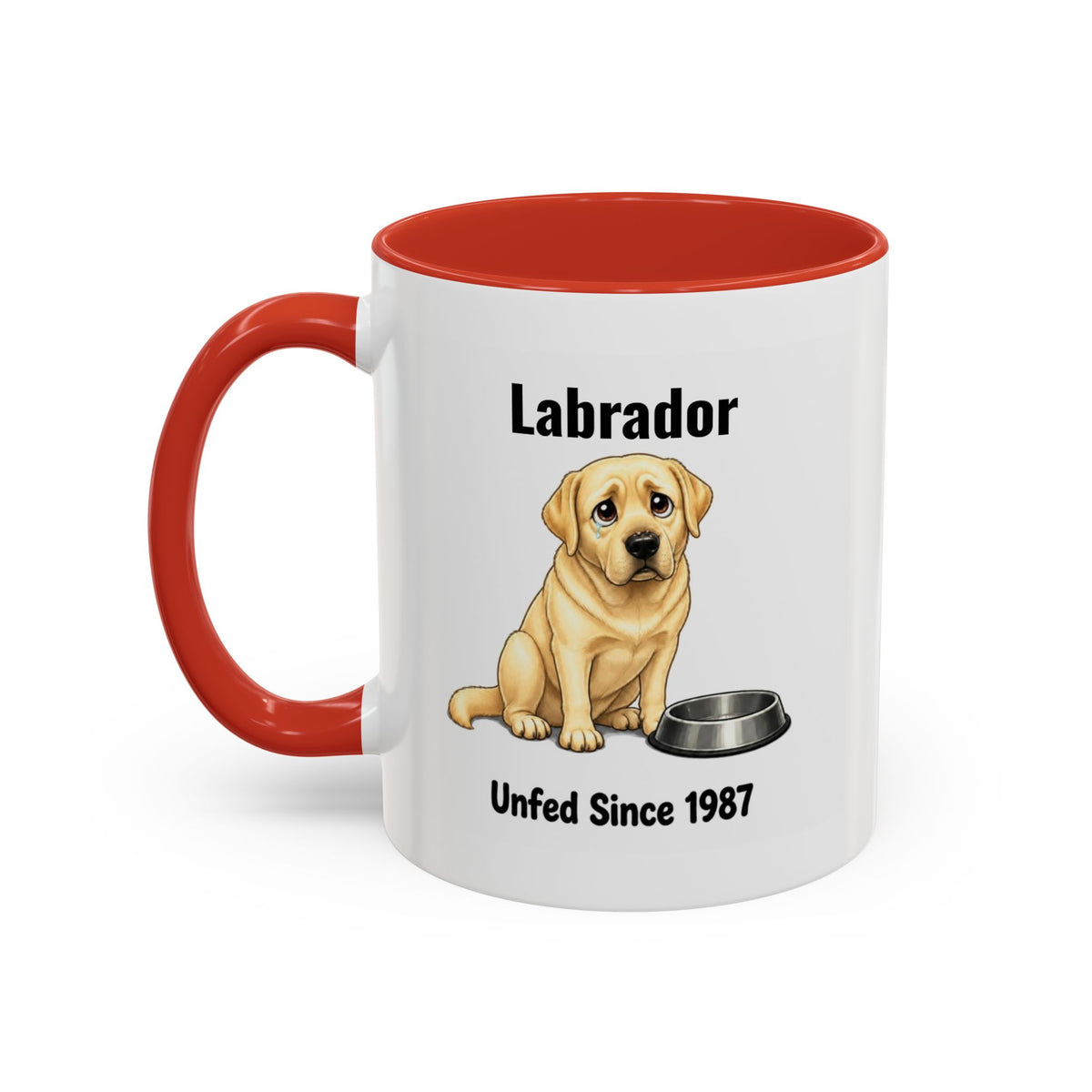 Personalised Yellow Labrador Mug - Unfed Since 1987 - Custom Dog Name, Funny Greedy Lab Gift, 11oz