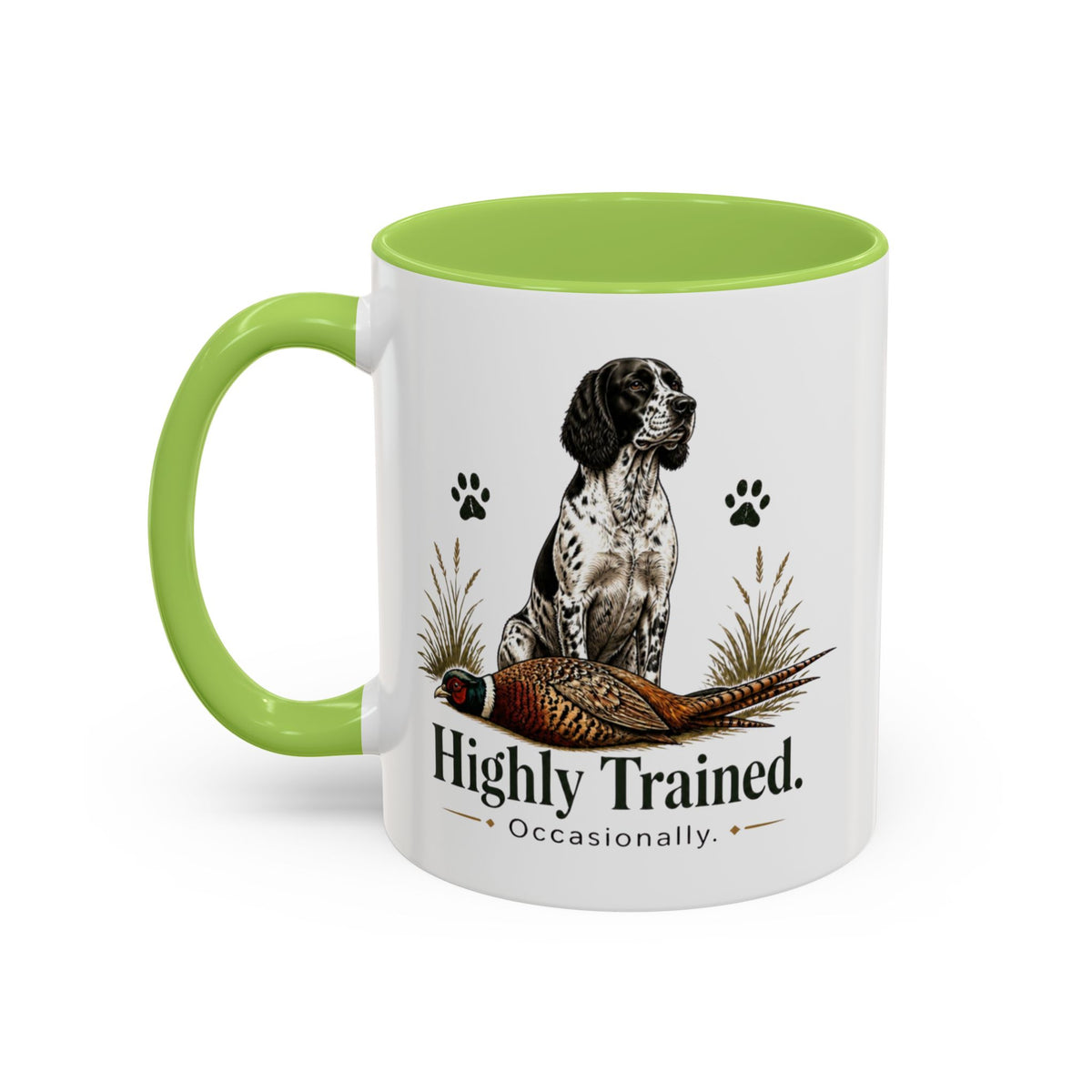 Funny Black and White Springer Spaniel Mug - Highly Trained Occasionally, Gundog Owner Gift, Shooting Dog Lover Coffee Mug, 11oz
