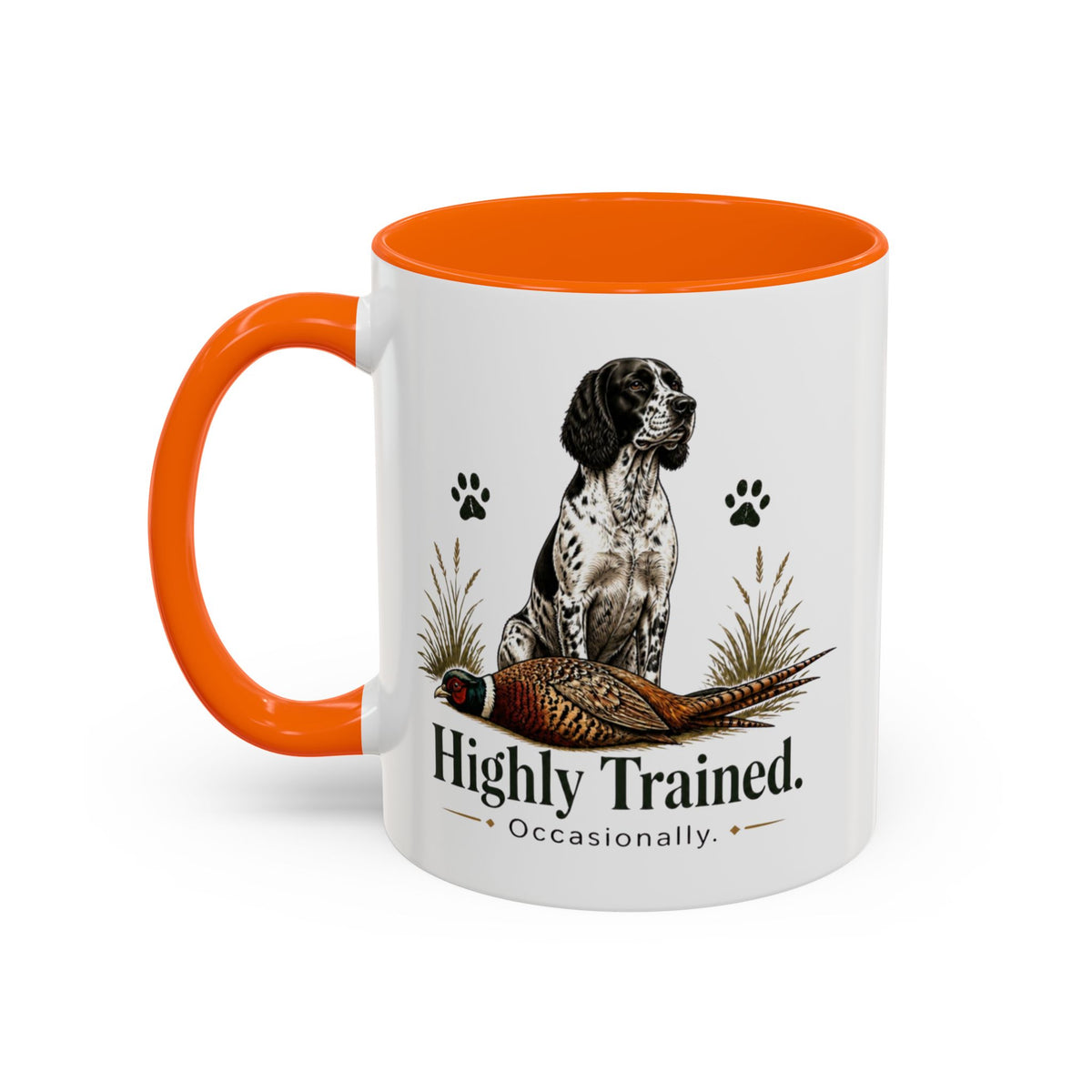 Funny Black and White Springer Spaniel Mug - Highly Trained Occasionally, Gundog Owner Gift, Shooting Dog Lover Coffee Mug, 11oz